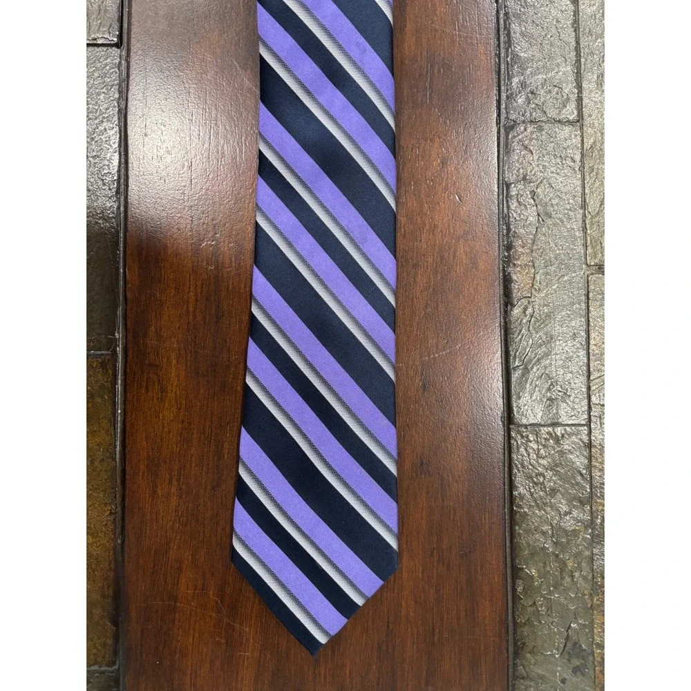 Apt 9‎ Mens Necktie Purple Navy Gray Striped Business Career Tie Vintage Note!